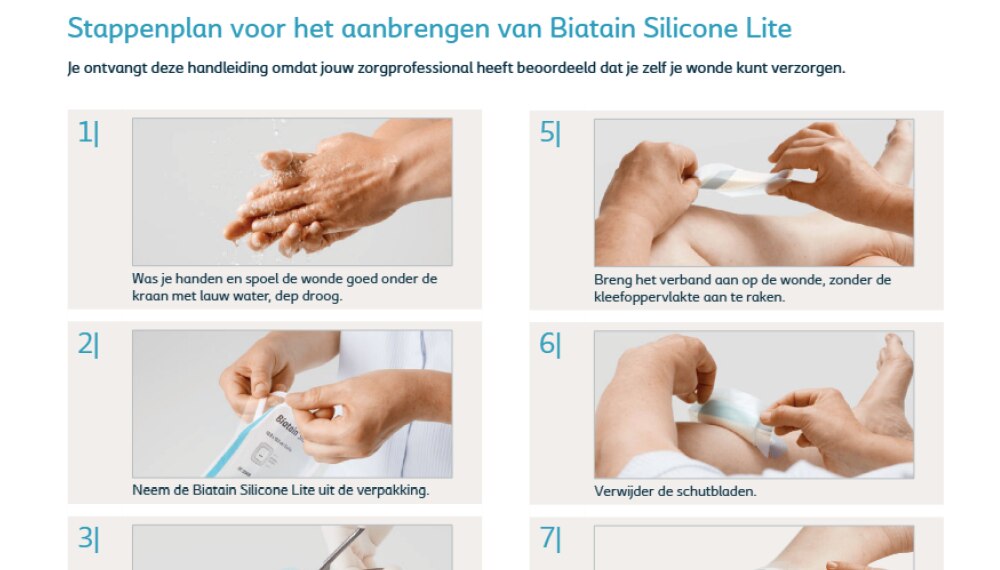Biatain Silicone Lite - stappenplan